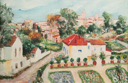 Elisée MACLET (1881-1962) Elisée MACLET (1881-1962). Vue de village en Provence (?)....