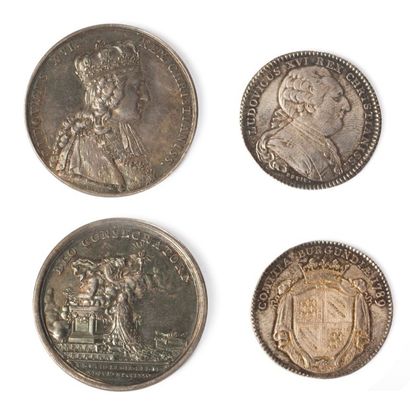 null 1775-1789 - Louis XVI, médaille de son sacre par Duvivier et Gatteaux, en argent...