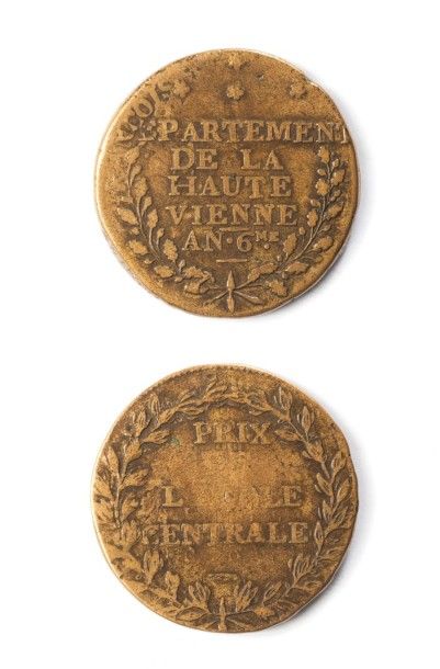null 1799 - Prix de l'Ecole centrale, département de la Haute-Vienne, médaille bronze...