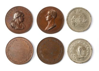 null 1800 - Angleterre, lot de 2 médailles en bronze : Charles James Cox (Essling...