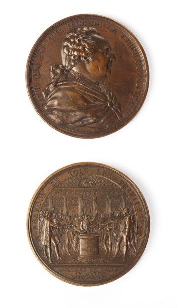 null 4 août 1789 - Abandon de tous les privilèges, médaille en bronze par Duvivier...