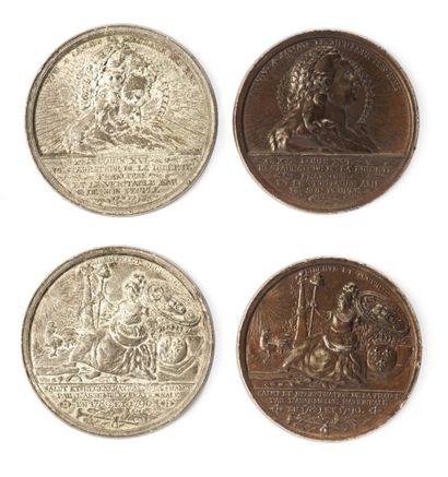 null 1790 - Louis XVI Vive à jamais le meilleur des Rois, lot de 2 médailles l'une...