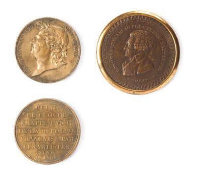 null 1791 - Mirabeau, lot de 2 : cliché en bronze dans monture en bronze doré (H.208)...