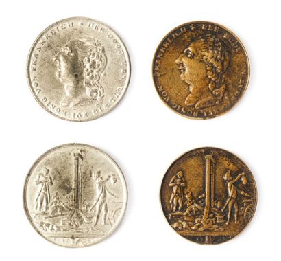 null 21 janvier 1793 - Exécution du roi Louis XVI, lot de 2 médailles hollandaises...