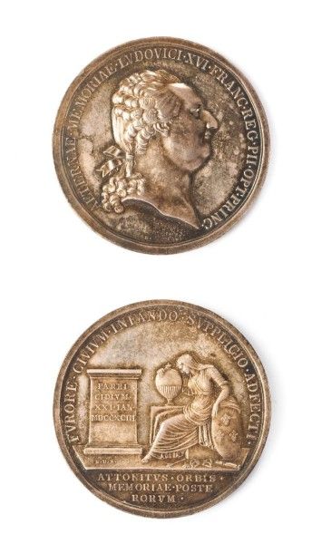 null 21 janvier 1793 - Exécution du roi Louis XVI, médaille argent par Baldenbach...