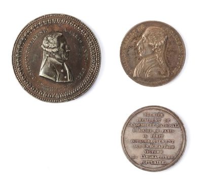 null 1793 - Sylvain Bailly, premier maire de Paris, lot de 2 médailles dont une en...