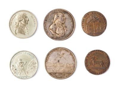 null 1793 - Lot de 3 médailles étrangères : reprise de Mayence, en argent par Loos...