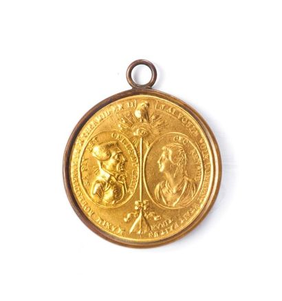 null 1794 - Robespierre et Cécile Renaud, dans le style de Palloy, cerclage en bronze...