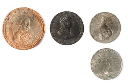 null 1795 - Lot de 3 médailles, Adrien Tellier (H.671), Alexandre Lenoir (fonte de...