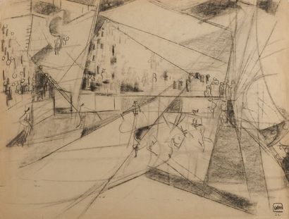 Willy MUCHA (1905-1995), Le cirque, crayon gras, monogrammé en bas ? droite. 50 x...