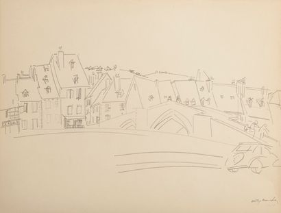 Willy MUCHA (1905-1995), Etude de ponts dans l'Aveyron, [Espalion] ensemble de deux...
