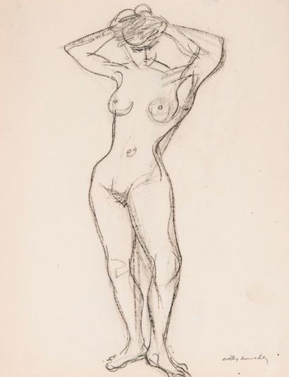 Willy MUCHA (1905-1995), Etude de nus, ensemble de deux crayons sur papier, signés...
