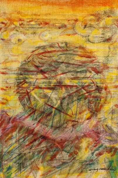 Willy MUCHA (1905-1995), Composition sur fond jaune, 1976

Huile sur toile, signée...