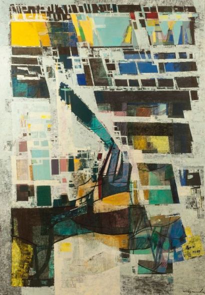 Willy MUCHA (1905-1995), 

Le port, 1958

Huile sur toile, signée en bas à droite....