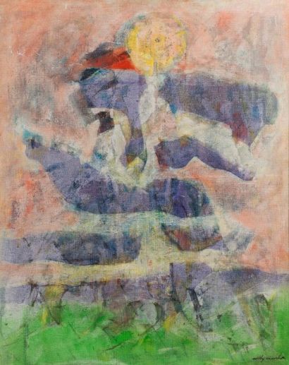 Willy MUCHA (1905-1995), Composition sur fond rose

Huile sur toile, signée en bas...