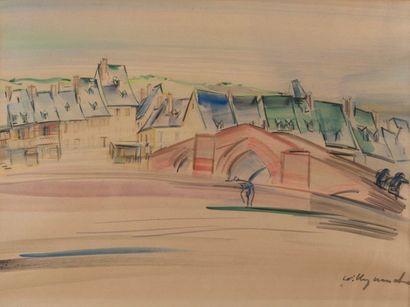 Willy MUCHA (1905-1995), 

Vue du pont dans l'Aveyron

Gouache, signée en bas à droite

47...