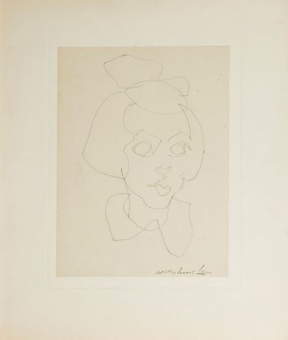 Willy MUCHA (1905-1995), Portrait de jeune fille, crayon sur papier, contrecollée...