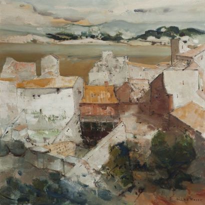 null Michel RODDE (1913-2009) - Village provençal - Huile sur toile Signée en bas...