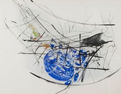 null Jef BANC (né en 1930) - Composition - Collage et technique mixte sur papier,...