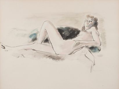 null André DIGNIMONT (1891-1965) - Nu allongé - Encre et aquarelle sur papier, signée...