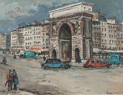 null Robert LAVOINE (1926-1999) - La porte Saint Martin - Gouache, signée en bas...