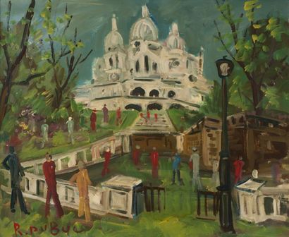null Roland DUBUC (1924-1998) - Le Sacré Cœur à Montmartre - Huile sur toile, signée...