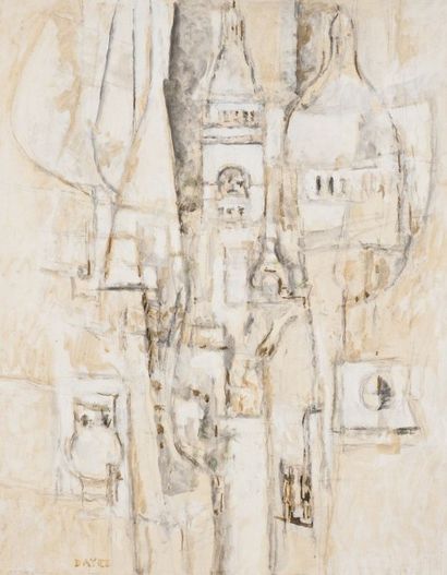null Georges DAYEZ (1907-1991) - Le Sacré Cœur à Montmartre - Huile sur papier marouflé...