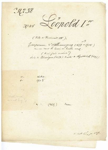 Leopold 1er LÉOPOLD 1er [Vienne, 1640 - id., 1705], empereur d’Allemagne. Pièce signée....