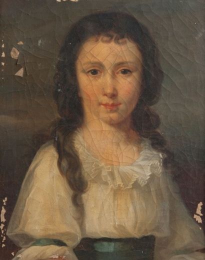 Ecole Francaise vers 1780 Ecole FRANCAISE vers 1780 Portrait de jeune fille - Toile....