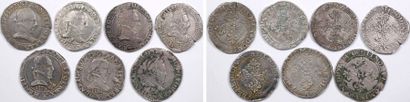 CAPETIAN COINS Henri III, lot de 6 francs au col plat (1579 et 1584 K, 1586 B, 1579...