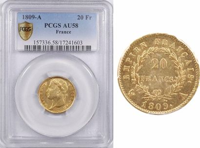 MODERN FRENCH COINS Premier Empire, 20 Francs Empire, PCGS AU58, 1809 Paris - A/NAPOLEON...