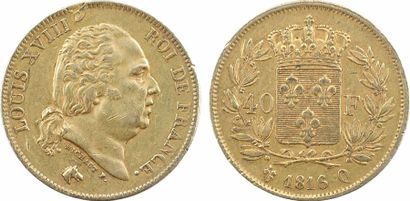 MODERN FRENCH COINS Louis XVIII, 40 francs, 1816 Perpignan - A/LOUIS XVIII - ROI...