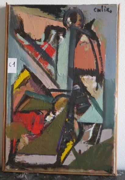 Robert CALIX (1919-2008) Robert CALIX (1919-2008)

Personnage cubiste sur une allée...