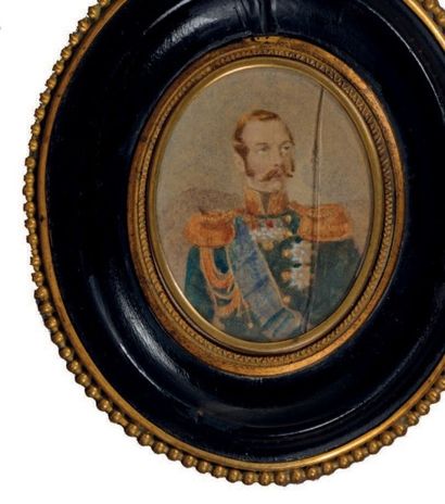 null Portrait en buste de l'empereur Alexandre II. Ecole russe, vers 1860-1870. Aquarelle...