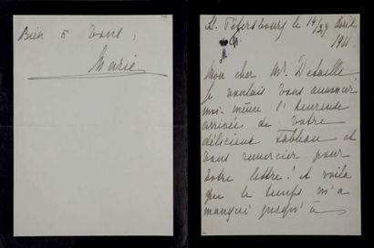 null Grande-Duchesse Marie Pavlovna (1854 - 1920). Lettre autographe signée à Edouard...