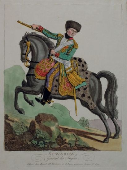 null Suwarow, Général des Russes. Paris, Basset, vers 1799. Gravure en couleurs (32...