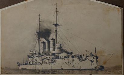 null Album de photographies de la marine de guerre russe. Vers 1910-1918. 53 tirages...