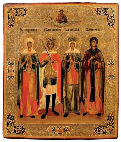 null Saint Alexandre et sainte Praskeva, accompagnés de sainte Elisabeth et sainte...