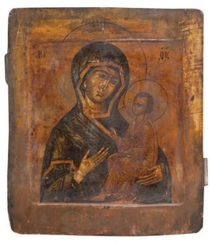 null Marie, mère de Dieu (Hodegetria). Russie, XVIIIe siècle. Tempera sur bois. 30,5...