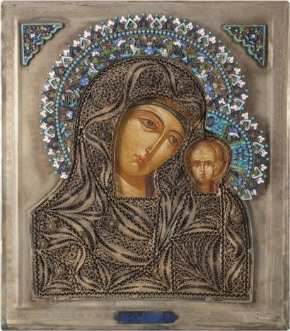 null Marie mère de Dieu (Notre Dame de Kazan). Russie, 1896-1908. Tempera sur bois,...