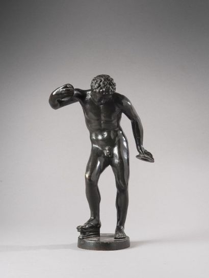 D'après l'Antique «Faune danseur» Epreuve en bronze à patine verte. Fin du XIXe siècle....