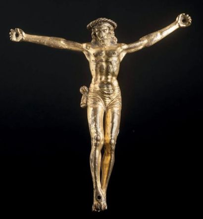 null Christ en bronze ciselé et doré. A rapprocher des modèles pisans du XVIe siècle....