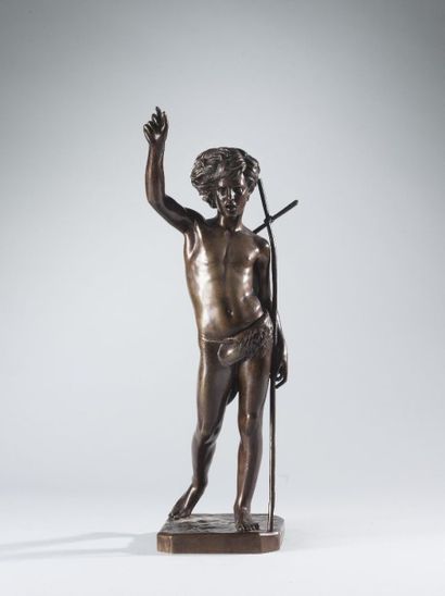 DUBOIS Paul (1827-1905) «Saint Jean Baptiste» Epreuve en bronze à patine brun nuancé,...