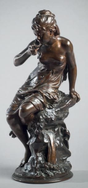 MOREAU Mathurin (1822-1919) «La source» Epreuve en bronze à patine brun nuancé, signée....