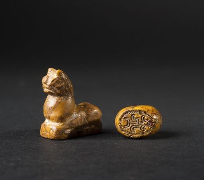 null Lot comprenant un sceau (Période sassanide, IIème - IVème siècle) et une perle-sceau...