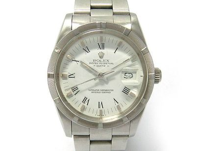 ROLEX OYSTER PERPETUAL DATE" Montre bracelet d'homme en acier, cadran blanc avec...