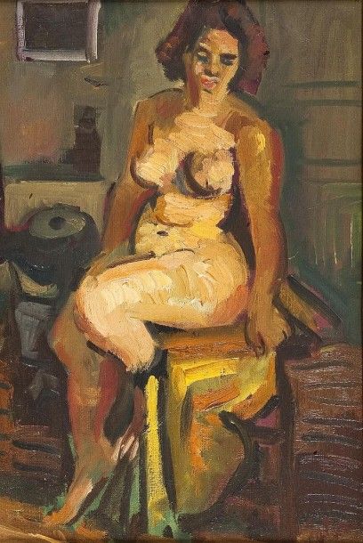 null Louis Robert Arthur LATAPIE (1891-1972) - Nu assis - Huile sur toile, signée...