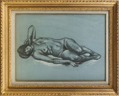 null Femme nue alanguie

Fusain et rehaut de blanc sur papier gris

44 x 59 cm.(à...