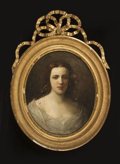 null Ecole FRANCAISE du milieu du XIXe siècle

Portrait de femme aux perles et à...