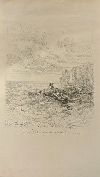 Arthur Calame (1843-1919) Voleurs de nasses de homards au Croisic

Plume.

Titré...